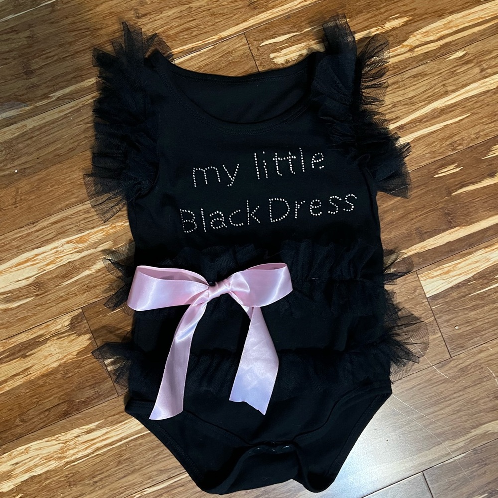 Black Baby Onesie with Pink Bow